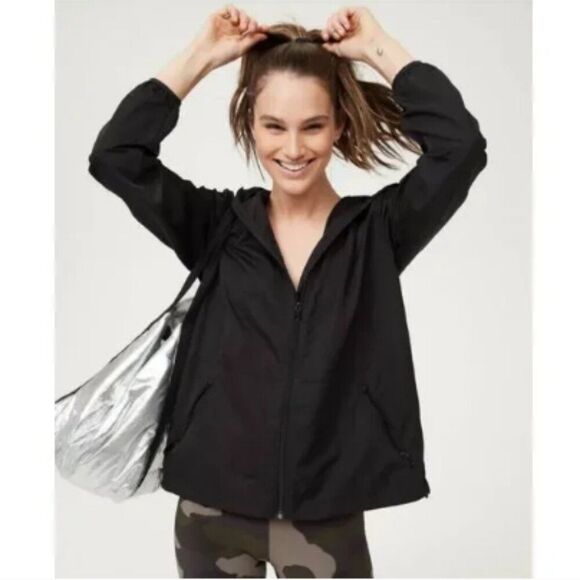 Aerie | Offline Black Nylon Windbreaker Jacket Small - Picture 1 of 7